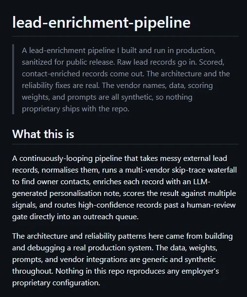 lead-enrichment-pipeline GitHub repository overview