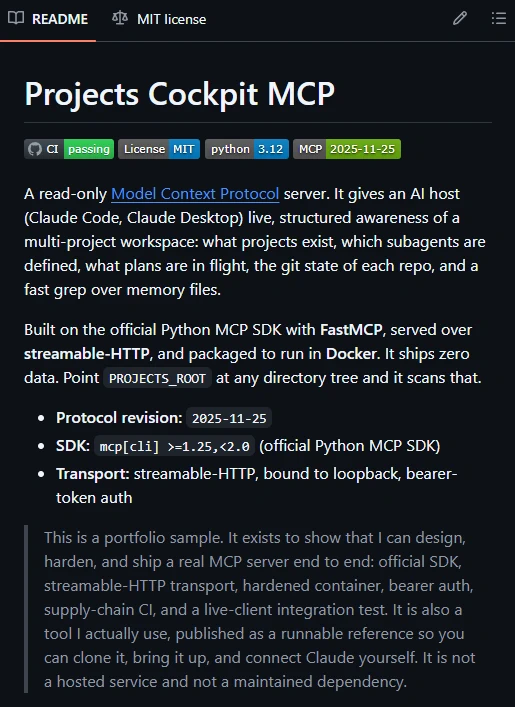 projects-cockpit-mcp GitHub repository overview
